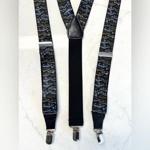 Gillmons Black Fish Print Suspenders.